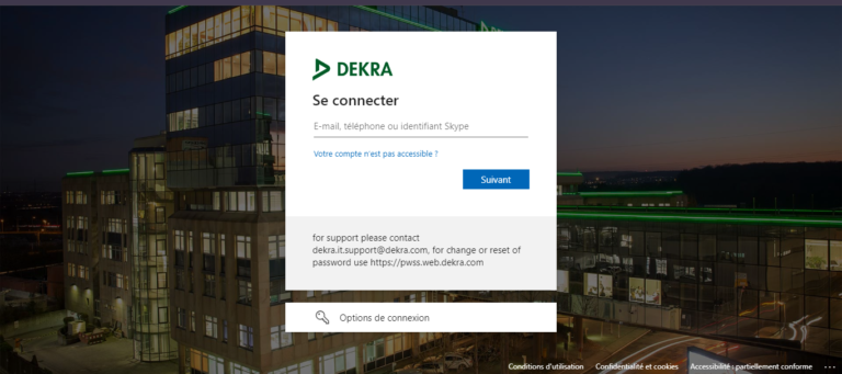one dekra : capture d'écran de la page d'accueil