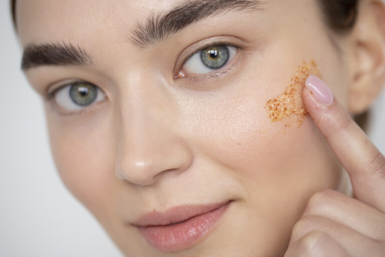une femme enlevant un grain de beauté