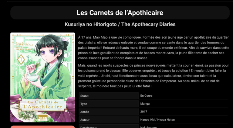 les carnets de l'apothicaire scan vf